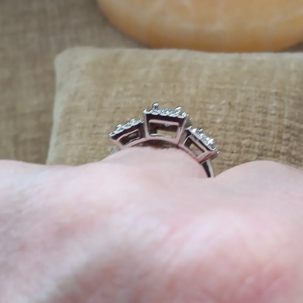 Silver Synthetic Crystal Ring